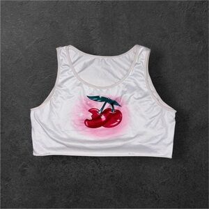 Forever 21 Cherry White Crop Top Size M